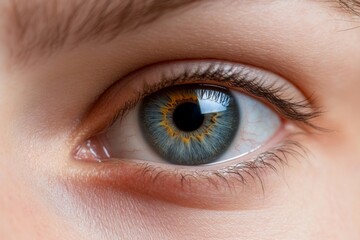 Close-up view of a striking blue and orange eye showcasing intricate details and natural beauty