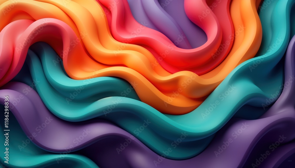 Fototapete abstract vibrant colours swirl in three dimensional design. vivid colors create dynamic fluid motion
