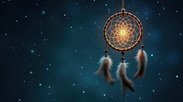 Glowing Dreamcatcher Under a Starry Sky
