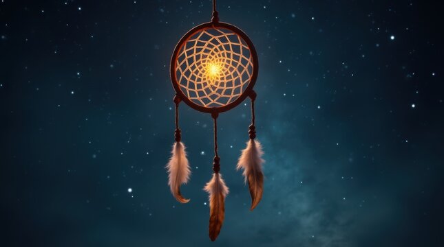 Glowing Dreamcatcher Under a Starry Sky