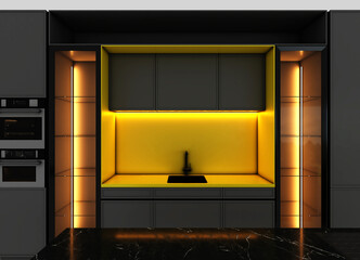 Concept of kitchen design. Stylish kitchen. Modern kitchen design.