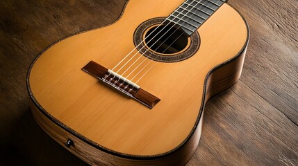 Fototapeta premium Classical Guitar Wooden Body Detailed View