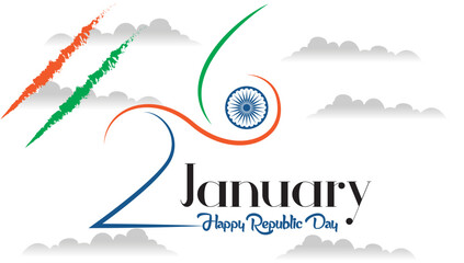 Creative Republic Day Typography with Indian Flag Elements