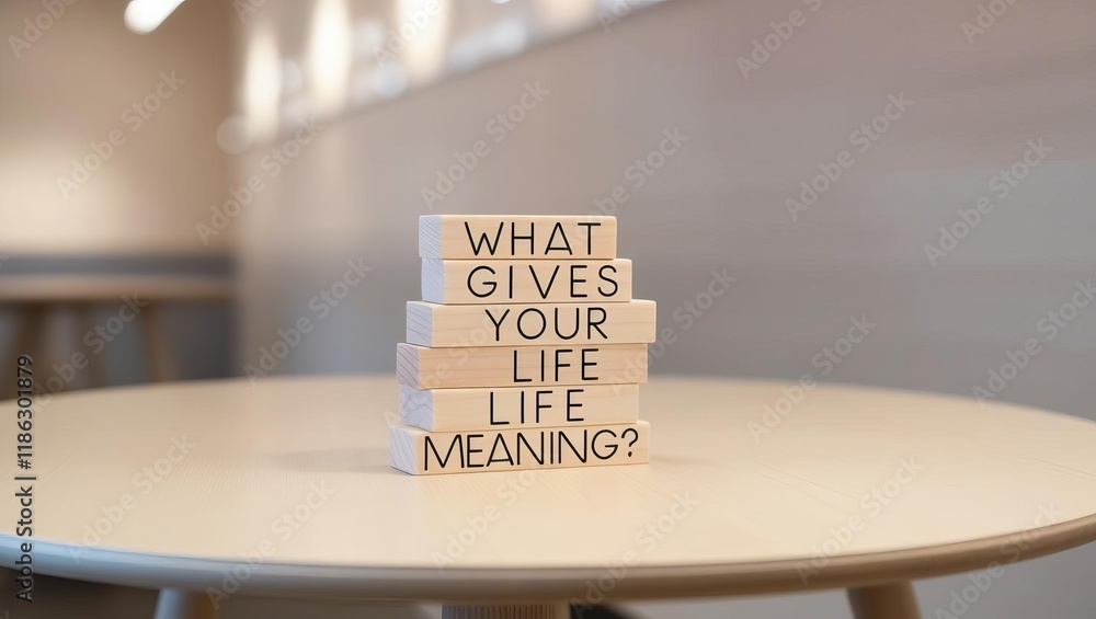 Poster a stack of wooden blocks on a table asks, 