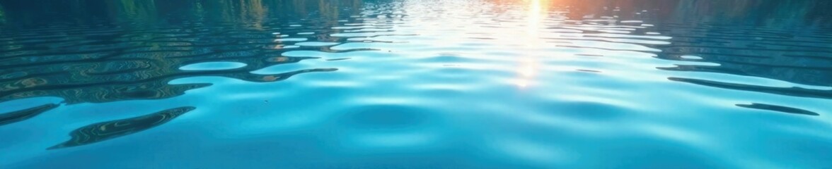 Shallow lake surface with gentle ripples in sunlight, lake, calm, blue