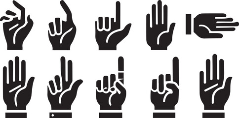 Fototapeta premium Hand icon. Palm hand icons. Hands symbol collection. Hands icon symbol of participate, volunteer, stop, vote. Vector stock graphic, flat style design illustration resource for UI and buttons. 