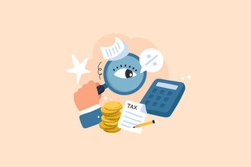 Business and Finance search, find, magnifier illustration