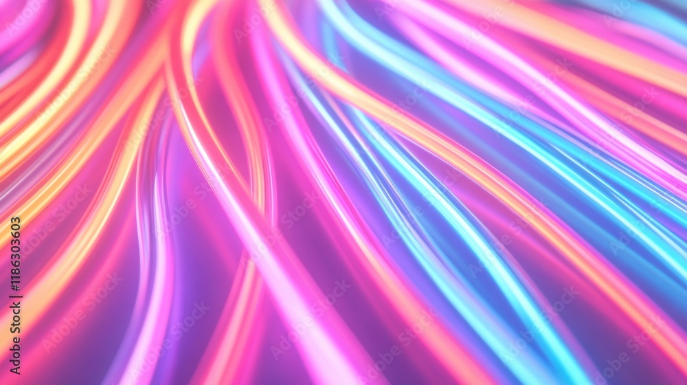 Poster bright neon light swirls flow in vibrant colors, creating an energetic atmosphere that captivates th