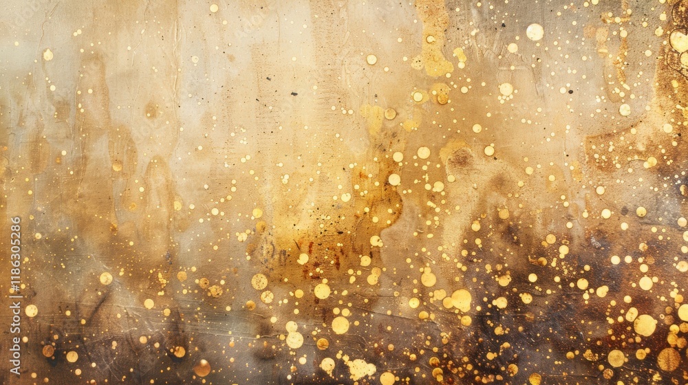 Poster rich golden tones combine with varied textures and splashes to create an abstract background perfect