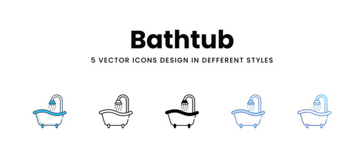 Bathtub icons in different style vector stock illustration