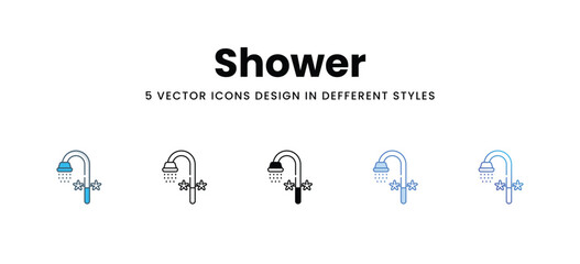 Shower icons in different style vector stock illustration