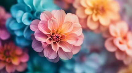Fototapeta premium close up spring flower blossoming, chrysanthemum flower happy seasonal cheerful vibes