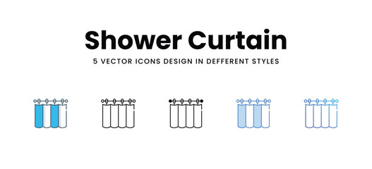 Shower Curtain icons in different style vector stock illustration