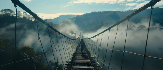 Fototapeta premium suspension bridge over the river