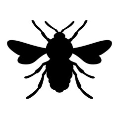 Black and white bee silhouette vector art illustration. Simple vector bee silhouettes isolated on white background