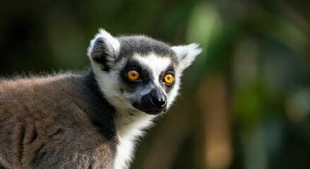 Obraz premium Close-up of a lemur with striking yellow eyes and soft fur