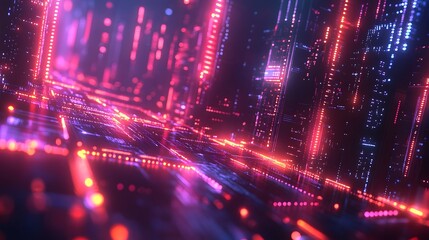 Fototapeta premium Captivating Cyber Inspired Network Design with Glowing Geometric Patterns and Interconnected