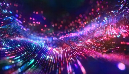 Fototapeta premium vivid abstract visualization of colorful light waves and bokeh, suitable for technology, energy, and futuristic design concepts