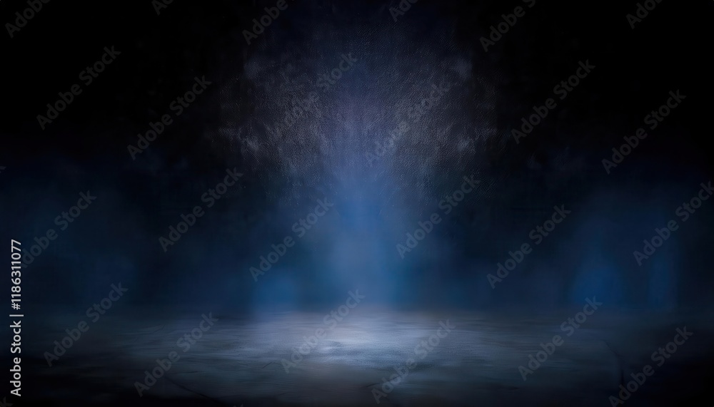 Poster ethereal spotlight in dark misty environment with textured background for atmospheric designs and ci