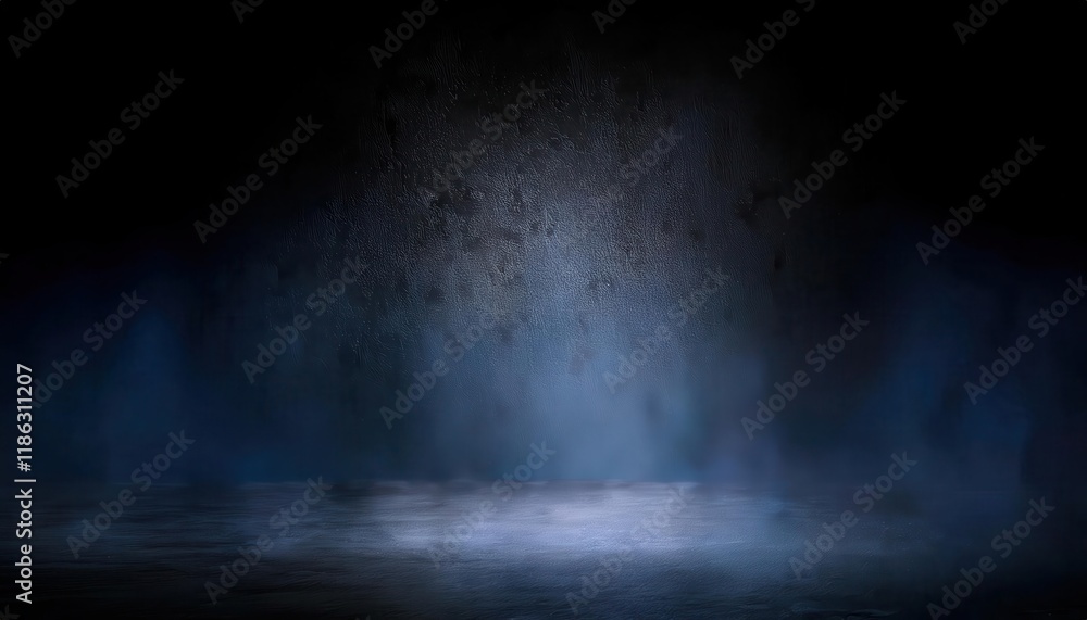 Poster ethereal spotlight in dark misty environment with textured background for atmospheric designs and ci