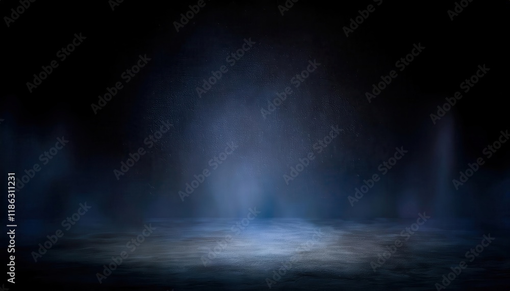 Poster ethereal spotlight in dark misty environment with textured background for atmospheric designs and ci
