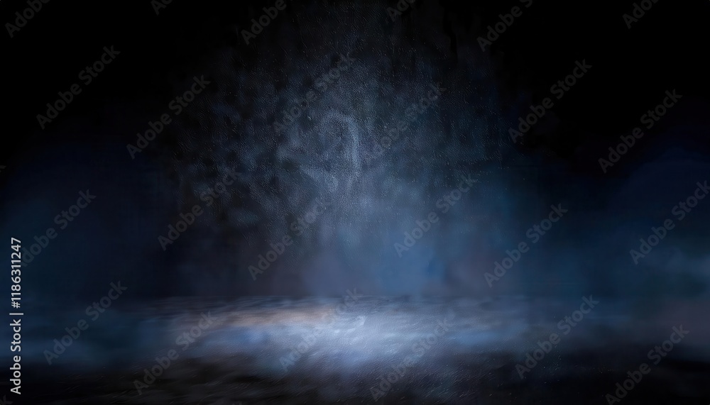 Poster ethereal spotlight in dark misty environment with textured background for atmospheric designs and cinematic backdrops
