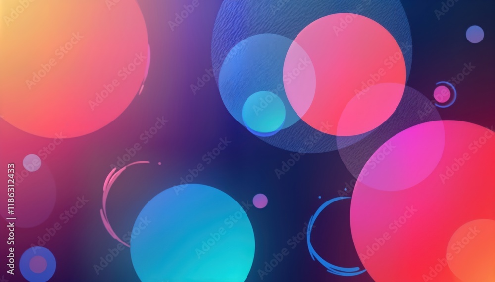 Aufkleber abstract colorful circles with vibrant gradients, soft neon lights. fluid shapes create dynamic, fut