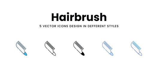 Hairbrush icons in different style vector stock illustration