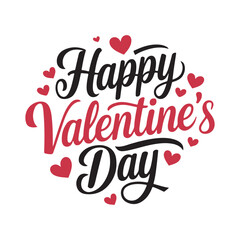 Happy Valentines Day typography poster with handwritten calligraphy text, isolated on white background. Vector Illustration