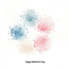 Happy Valentine Day with colorful watercolor splashes in soft hues. This artistic design captures essence of love and celebration, perfect for greeting cards or decorations