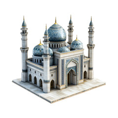Mosque Setup Kit with Blue Dome Isolated on Transparent Background