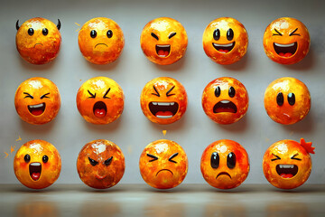 Obraz premium 3D Emoji Planets Illustration