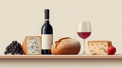 Naklejka premium Timeless Culinary Essentials Artfully Arranged on a Pastel Toned Backdrop