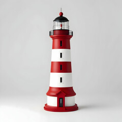 Elegant Red and White Lighthouse, Perfect for Nautical Designs