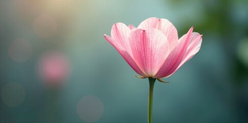 Delicate pink petals unfurl on a slender stem, white, flower power