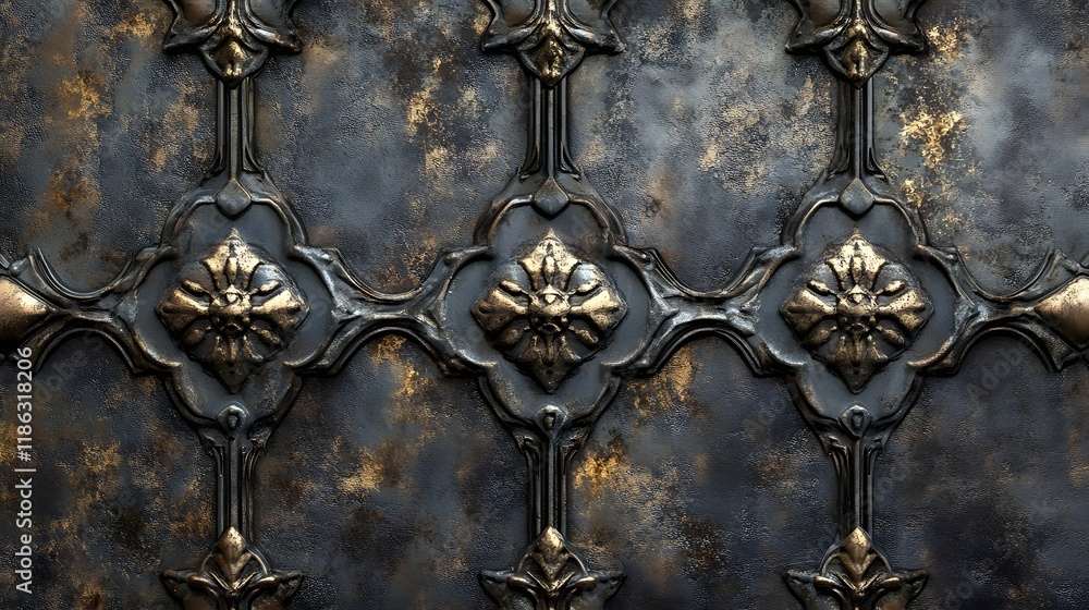 Poster seamless textured metal sheet with oxidized patterns and weathered details offering a rustic look