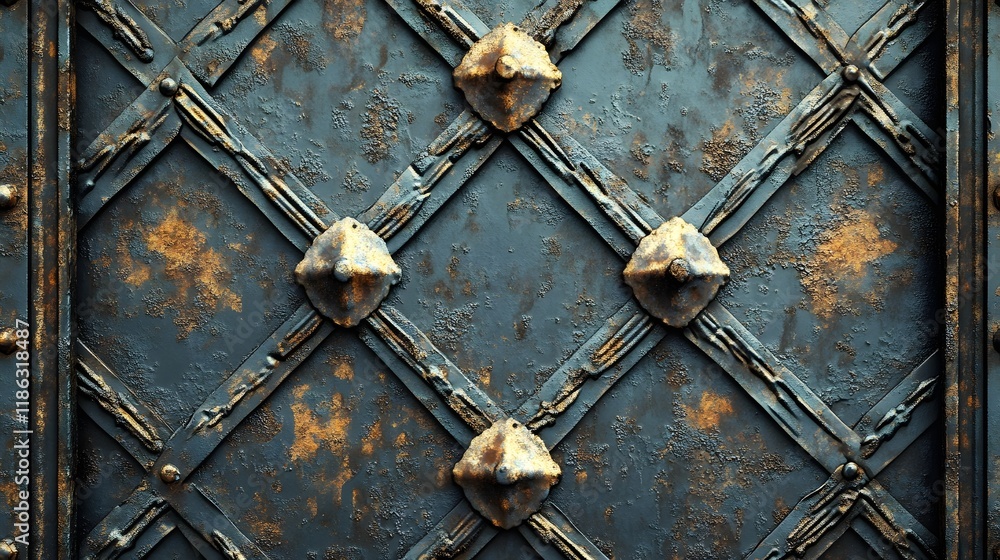 Poster seamless textured rustic metal sheet with oxidized weathered patterns and details