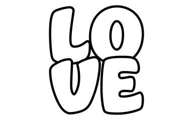 LOVEのロゴ、シンプルでかわいい白黒のバレンタインアイコン