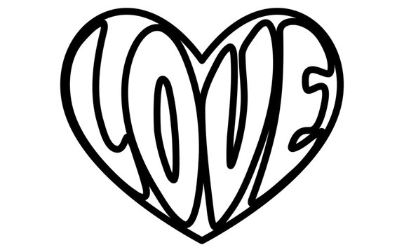 recommend clip art: ハートの中にLOVEの字、シンプルでかわいい白黒のバレンタインアイコン