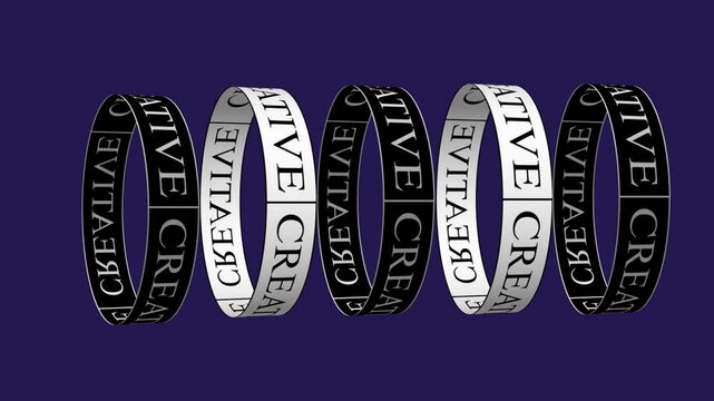 Roll with creative typography is rolling on the black background. Creative typography. 4k animation video
