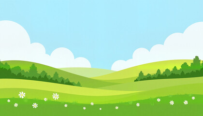 Fototapeta premium Colorful landscape with hills and clouds