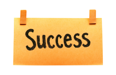 Orange note displaying the word Success on a transparent background, png image