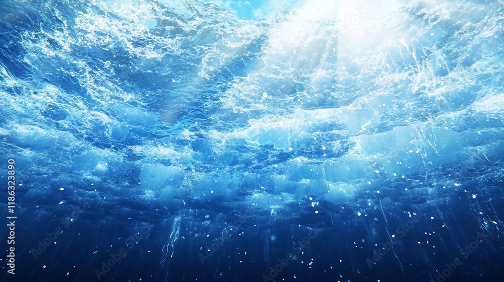 Aufkleber a serene underwater scene with light filtering through the water, creating a tranquil atmosphere.