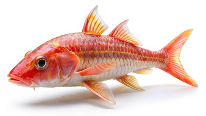 Fototapeta premium Red Mullet Fish Isolated on White Background - Stock Photo