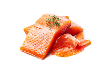 Salmon, salted salmon fillet isolated on white background