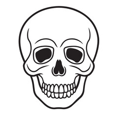 The skull icon. Black silhouette of a human skull. Vector illustration isolated on a white background for design and web.