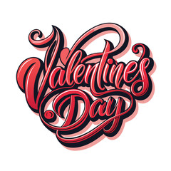 Colorful Hearts and Happy Valentines Day! Text Design line art icon sign silhouette vector illustration  with fun brush ink calligraphy typography for photo overlays t-shirt print flyer poster design