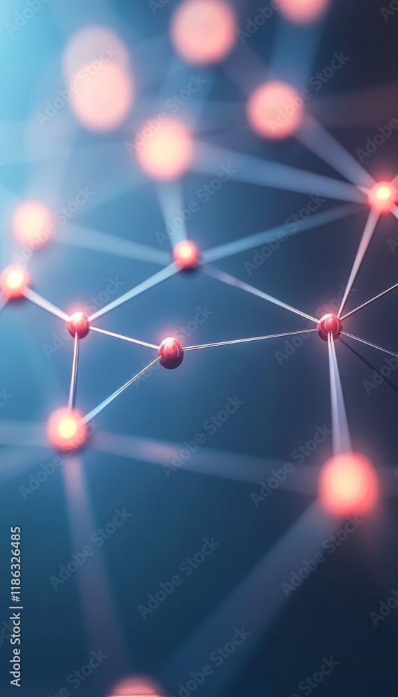 Poster data network and technology background, communication systems, connection points with bright lights