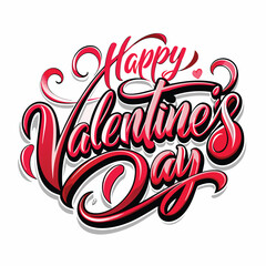 Colorful Hearts and Happy Valentines Day! Text Design line art icon sign silhouette vector illustration  with fun brush ink calligraphy typography for photo overlays t-shirt print flyer poster design