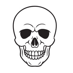 The skull icon. Black silhouette of a human skull. Vector illustration isolated on a white background for design and web.
